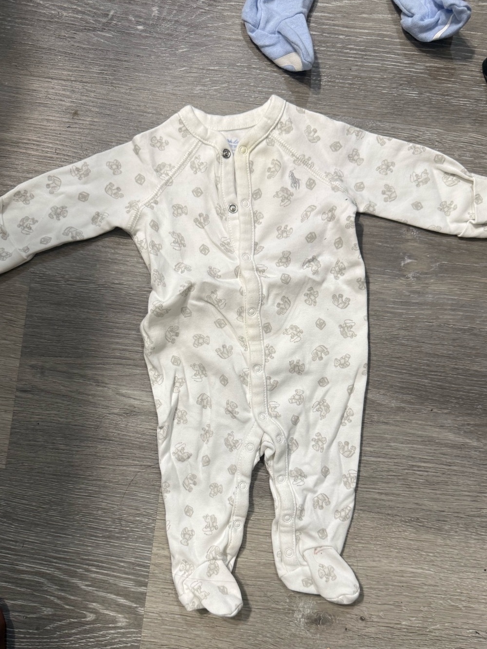 Ralph Lauren Cream Footed One-Piece with Light Tan Animal Print
